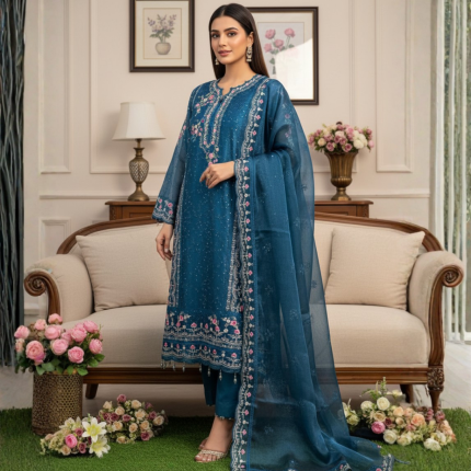 প্রিমিয়াম টরে এমব্রয়ডারি সফট জিমিচু জর্জেট ৪-পিস