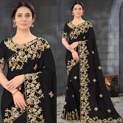 সফট ওয়েটলেস জর্জেট এমব্রয়ডারি শাড়ি